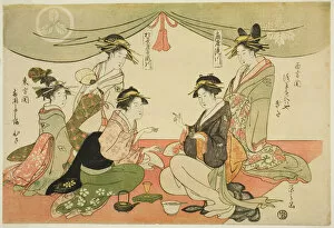 Teapot Gallery: Naniwaya Okita and Takashima Ohisa playing a game of ken, c. 1793/94. Creator: Hosoda Eishi