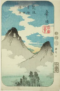Section Of Harimaze Sheet Prints: Nantai and Nyotai Peaks of Mount Tsukuba in Hitachi Province (Hitachi)