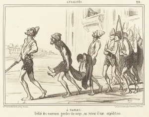 Violence Prints: A Naples - Defile des nouveaux gardes-du-corps, au retour d'une expedition, 1855