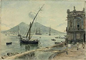 Vesuvius Prints: Naples with Mt. Vesuvius, 1835. Creator: Rudolf von Alt
