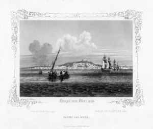 Naples from the sea, 19th century. Artist: J Poppel