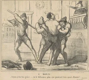 A Naples: Voyons, je lui fais grace... 19th century. Creator: Honore Daumier