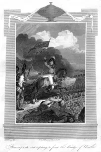 Napoleon Bonaparte attempting to force the bridge of Arcola, 1816.Artist: T Wallis Napoleon Bonaparte attempting to force the bridge of Arcola, 1816.Artist: T Wallis