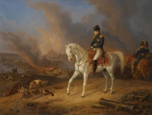 Napoleon Collection: Napoleon Bonaparte before the burning City of Smolensk. Artist: Adam, Albrecht (1786-1862)