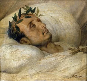 Napoleone Di Buonaparte Gallery: Napoleon on his Deathbed, May 1821. Artist: Horace Vernet