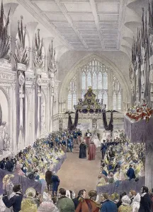 Eugenie De Mojito Prints: Napoleon III and Empress Eugenie at Guildhall, London, 1855. Artist: Edmund Morin