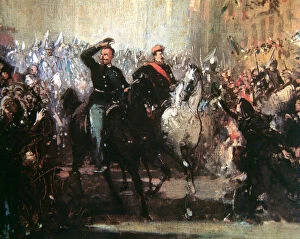 Napoleon III and Victor Emmanuel II triumphantly entering into Milan on June 8, 1859