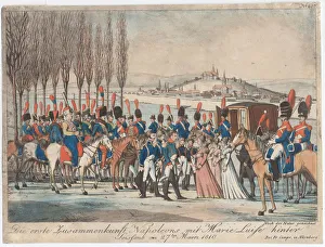 Marie Louise Prints: Napoleon introducing Empress Marie-Luise to his family outside pavilion near Soissons