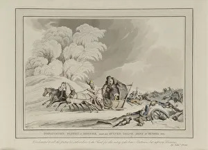 Cuirassier Prints: Napoleon retreats from Moscow. Cossacks attacking French soldiers