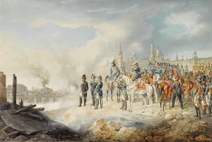 Albrecht 1786 1862 Gallery: Napoleon and his staff on a hill before the burning Moscow, 1812-1814