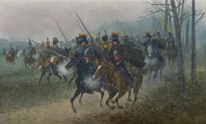 Napoleon and His Staff Surprised By Cossacks, 1812, (1896)