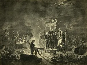 Strategy Prints: Napoleons bivouac on the battlefield of Wagram during the night of 5-6 July 1809, (1921)