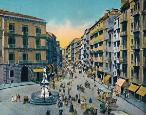 Napoli - Via Roma, Largo Carita Con Monumento A Carlo Poerio, c1900. Creator: Unknown Napoli - Via Roma, Largo Carita Con Monumento A Carlo Poerio, c1900. Creator: Unknown