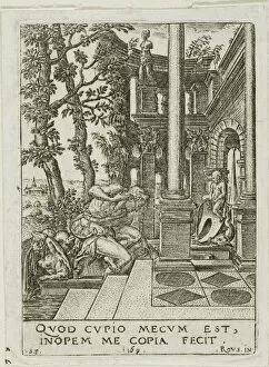 Latin Text Gallery: Narcissus, 1569. Creator: Etienne Delaune