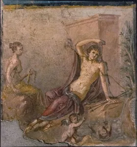 Narcissus, Echo and Eros, 1st H. 1st cen. AD. Creator: Roman-Pompeian wall painting
