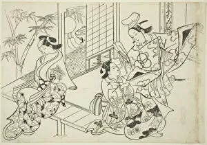 Veranda Gallery: Narihira: The Mirror Scene (Narihira kagami no dan), from the series 'Famous Scenes... c. 1705 / 06