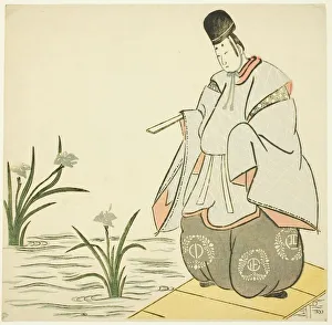Ariwara No Narihira Collection: Narihira at Yatsuhashi Bridge, 1765. Creator: Unknown