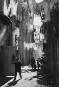 Narrow street in Naples, Italy, 1937. Artist: Martin Hurlimann Narrow street in Naples, Italy, 1937. Artist: Martin Hurlimann