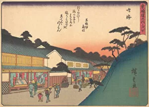 Clothes Shop Gallery: Narumi, from the series The Fifty-three Stations of the Tokaido Road, early