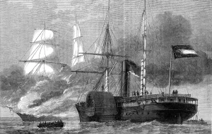 The Nashville destroying a federal merchantman, American Civil War, 1861-1862 (c1880) The Nashville destroying a federal merchantman, American Civil War, 1861-1862 (c1880)