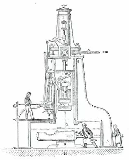 Nasmyth's patent steam hammer, 1844. Creator: Unknown