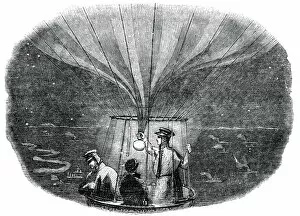 Hot Air Balloon Collection: The Nassau balloon passing over Liege at night, 1836, (1886)