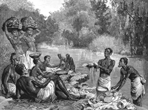 Villagers Prints: At the Natal Gold Fields -- Our Laundry at Maritzburg, 1890. Creator: Percy Macquoid