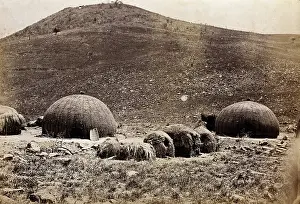Natal South Africa Africa Prints: Natal, South Africa: traditional kraal huts, 19th century. Creator: Unknown