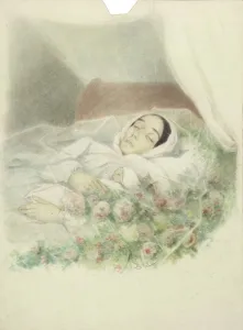 State Central Literary Museum Prints: Natalia Alexandrovna Herzen, née Zakharyina (1814-1852) on her deathbed