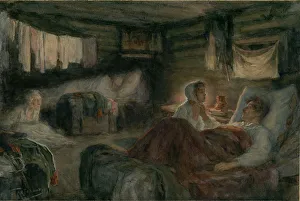Grande Armee Gallery: Natasha and the wounded Prince Andrei in Mytishchi. Illustration for the novel War and Peace, 1893