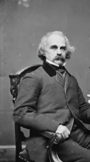 Mustache Gallery: Nathaniel Hawthorne, between 1855 and 1865. Creator: Unknown
