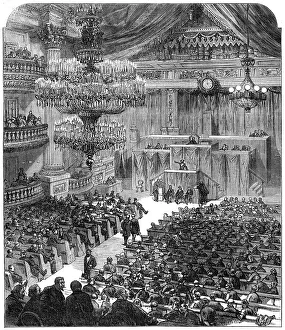 Enormous Prints: The National Assembly at Bordeaux discussing the terms of peace, 1871. Creator: Unknown