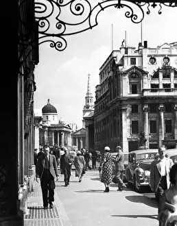 Spire Prints: The National Gallery from Pall Mall, London, 1950s. Creator: Arthur Charles Kirby Ware