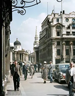 Spire Prints: The National Gallery from Pall Mall, London, 1950s. Creator: Arthur Charles Kirby Ware