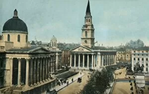 National Gallery Collection: The National Gallery and St Martin in the Fields, Trafalgar Square, London, c1910