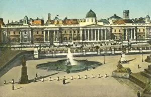 National Gallery Collection: The National Gallery and Trafalgar Square, London, c1910. Creator: Unknown