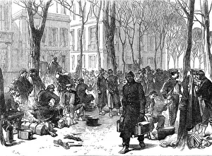 Campfire Prints: National Guards at breakfast in the streets of Bordeaux, 1871. Creator: C. R