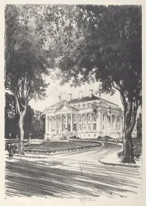 Classical Revival Prints: National Red Cross Headquarters, Washington, 1919. Creator: Joseph Pennell