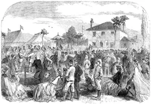 Marquee Prints: The National Rifle Association prize meeting at Wimbledon: evening band in the volunteer camp