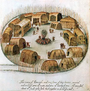 Settlement Prints: Native American Algonquin Indian village, 1585