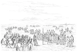 Myers And Co Prints: Native American horse race, 1841. Artist: Myers and Co