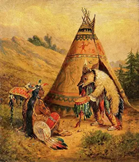 Wigwam Prints: A Native American medicine man. Creator: George Catlin