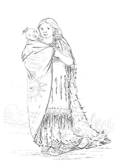 Myers And Co Prints: Native American Woman and Baby. Artist: Myers and Co