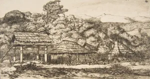 Native Barns and Huts at Akaroa, Banks Peninsula, 1845, 1860. Creator: Charles Meryon