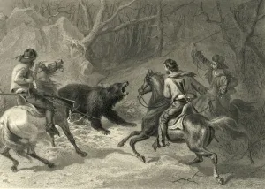Darley Prints: Native Californians Lassoing a Bear, 1874. Creator: Francis Holl