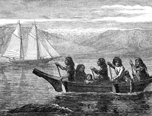 Canoe Prints: Native canoe, off the coast of British Columbia, 1872. Creator: Unknown