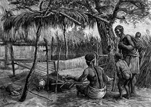 Legs Crossed Prints: Native loom at Manganya, East Central Africa, 1881. Creator: Unknown