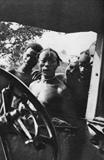 Native men seeing a white woman for the first time, Mongalla to Terrakekka, Sudan, 1925 (1927). Artist: Thomas A Glover Native men seeing a white woman for the first time, Mongalla to Terrakekka, Sudan, 1925 (1927). Artist: Thomas A Glover