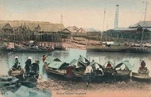 Singapore Prints: Native Sampan Singapore, c1910