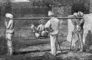 Palanquin Prints: Native travelling in India, 1872. Creator: Charles Roberts